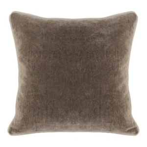 Trent Home Transitional 18" Square Cotton Velvet Throw Pillow in Brown - Picture 1 of 6