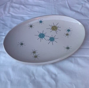 Franciscan Ware Starburst 13,5" ovale Servierschale Mitte des Jahrhunderts Atom-TV-Stempel - Bild 1 von 8