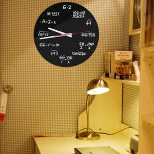 JY Acryl Wanduhr Mathe Uhr 30cm Mathematik Mathematic Mathe-Formeln Schwarz - Bild 1 von 7