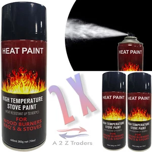 2x 400ml Hochtemperatur Ofenfarbe Holzofen & Grill Hitzebeständig 600°C - Bild 1 von 3