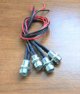 4 BBT 12 volt DC Bright Yellow LED Indicator Lights in Stainless Steel Bezels - Picture 1 of 5