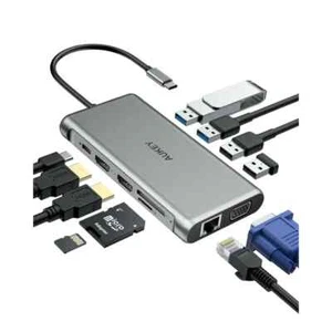 Aukey CB-C78 Multi Hub USB C 12 in 1: Gigabit Ethernet HDMI VGA USB C SD microSD - Foto 1 di 10