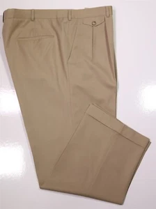 Ying Tai Ltd Bespoke Tailored VBC Wool Solid Tan Pleated Dress Pants 40x28 - Picture 1 of 6
