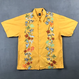 Vintage GAP Shirt Boys XL (12) Yellow Beach Surf Cartoon Y2K Hawaiian Button Up - Picture 1 of 15