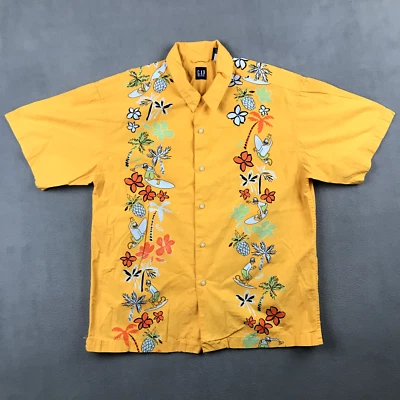 Vintage GAP Shirt Boys XL (12) Yellow Beach Surf Cartoon Y2K Hawaiian Button Up - Image 1 of 4