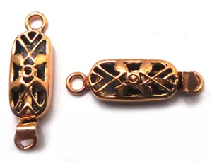 1 PC COPPER FILIGREE BOX CLASP 1 STRAND ANTIQUE COPPER 767 LFU-156 - Picture 1 of 3