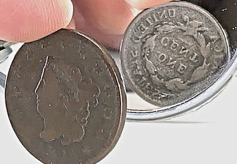 1816 Large Cent ROTATED REVERSE Coronet Head Matron Penny Mint Copper Coin Error Cover
