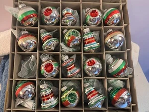 Christmas ornaments Radko Shiny Brite set of 19 glass beehives indents bells - Picture 1 of 7