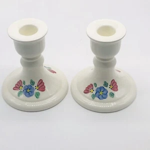 Vintage HOMCO 1116 BL Ceramic Flower Candlesticks Made in Mexico Set Of 2 New - Picture 1 of 6