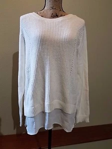 NWT Croft & Barrow Sweater Women's L Large Ivory and White - Picture 1 of 5