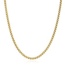 18K Yellow Gold Over Silver 3.7mm Round Box Chain 18"-24"