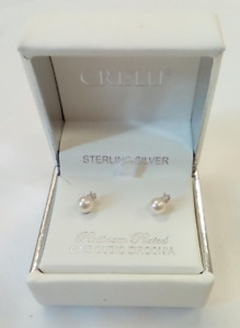 Crislu Sterling Silver Platinum Plated Fine Cubic Zirconia Earrings