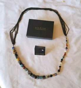 Joan Rivers Signed Crystal Glass Bead Multi Strand Chain Necklace Long 44” Vtg - Picture 1 of 14