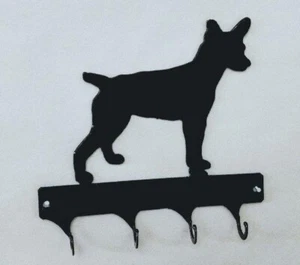 Correa de 4 ganchos Rat Terrier o porta llaves negro aspecto de hierro forjado hecho en EE. UU. - Imagen 1 de 1
