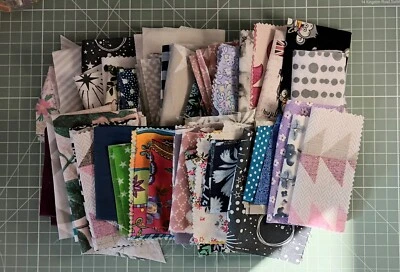 200g Bag Fabric Scraps Offcuts, Mixed Colours, Mainly New Cotton Fabric - Crafts - Image 1 of 4
