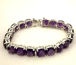 JTV African Amethyst Tennis Bracelet 19 round faceted gemstones - Picture 1 of 5