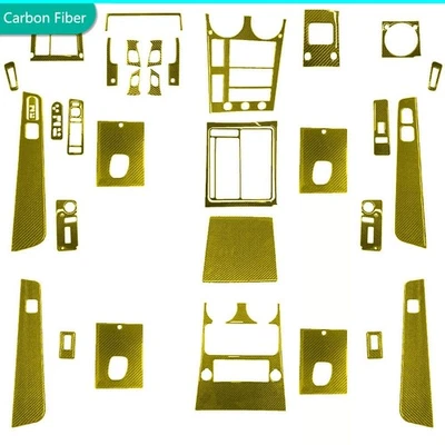 Kits de molduras de tablero de cubierta interior completa de fibra de carbono amarilla de 36 piezas para Hummer H2 03-07 Foto 1 de 4