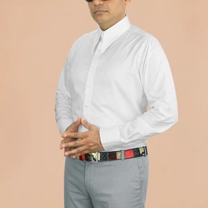 Hombres Punta de Lanza Cuello Daga Blanco Cuadros Camisa 1930 Goodfellas Vestido de Boda - Imagen 1 de 10