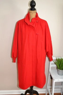 Chaquetón vintage Herman Kay Red Batwing años 80 cremallera frontal gran tamaño mezcla lana, talla S Foto 1 de 4