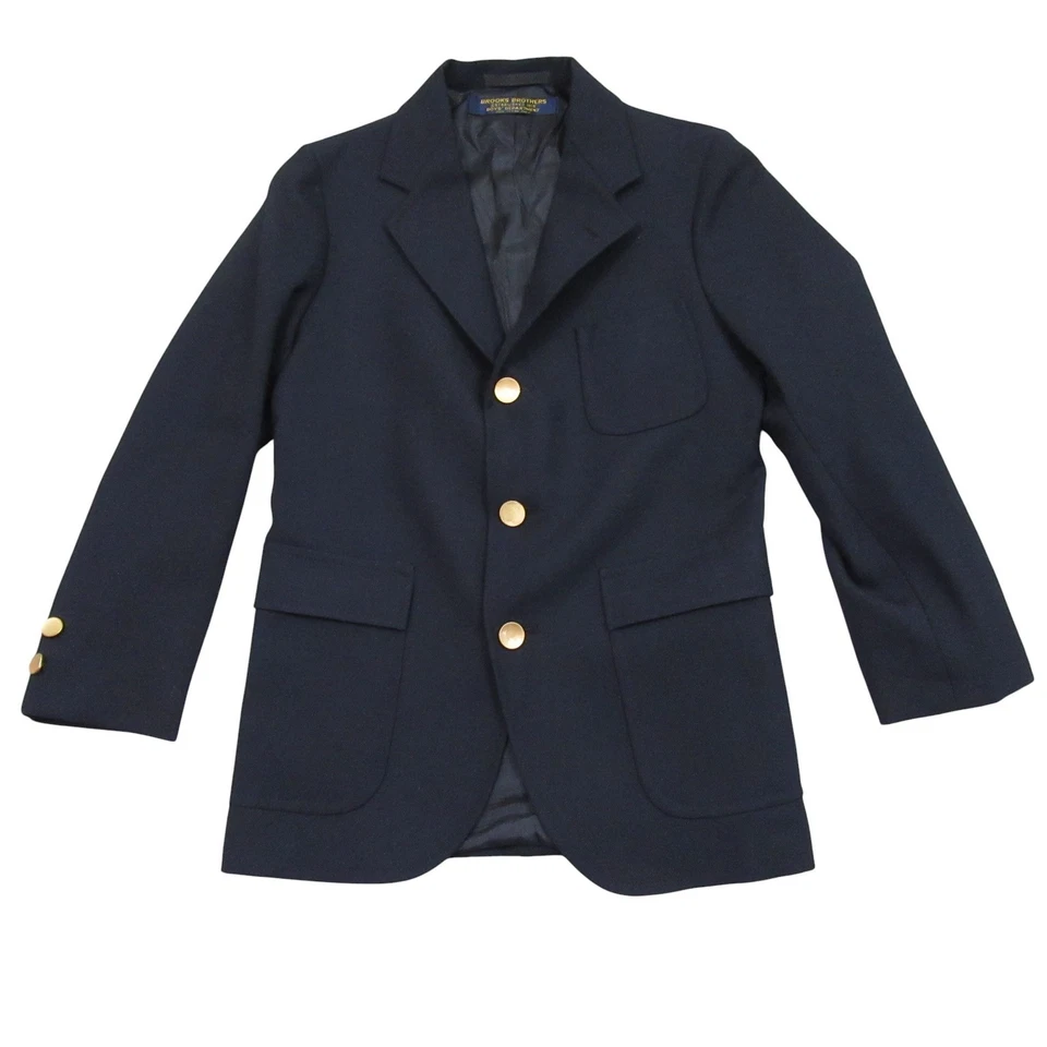 Blazer Brooks Brothers Niños Azul Talla 12 Azul Marino Dorado Tres Botones Ventilación Única Foto 1 de 4