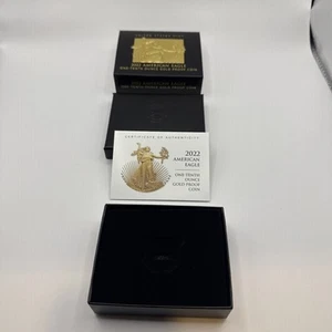 Box Only No Coin 2022 US American Gold Eagle Proof 1/10 OZ $5 Coin 22EE COA OGP - Picture 1 of 6