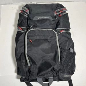 TaylorMade Golf Players Backpack In Black With Red Trim - Lots of Pockets - Picture 1 of 8