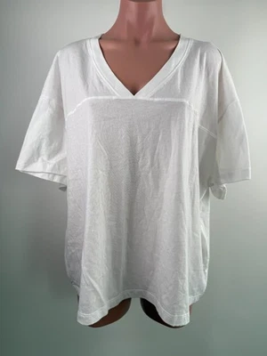 Victoria's Secret PINK Cotton Short Sleeve V-Neck T-Shirt w/ Logo White  XXL NWT - Image 1 of 4