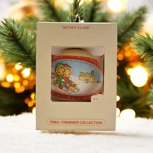 Adorno bola vidrio sello Navidad 1980 Betsey Clark - Imagen 1 de 4