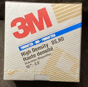NEU Vintage 1994 versiegelte Schachtel mit 3M High Density 3,5" IBM formatierten Disketten - Bild 1 von 3