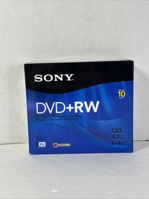 Nuevo paquete de 10 discos DVD reescribibles Sony DVD + RW 4,7 GB 120 minutos Foto 1 de 2
