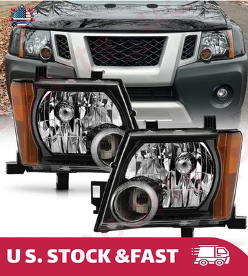 Faros delanteros negros lado izquierdo y derecho para Nissan Xterra 2005-2015 Foto 1 de 4