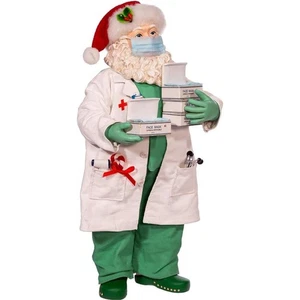 Fabriche Doctor Santa Holding Face Masks Figurine 10.5 Inch FA0144 - Picture 1 of 7