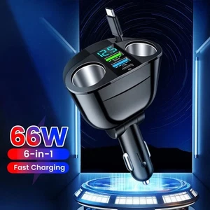 Car Charger with 5 USB Ports 66W Fast Charging for Road Trips and Daily Use - Zdjęcie 1 z 12