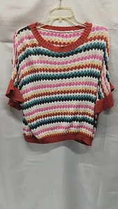 Maglione donna taglia grande a righe manica svasata - Foto 1 di 5
