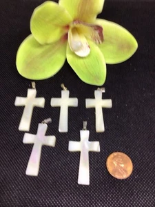 Vintage Cross Mother Of Pearl Pendants Lot Of 5 - Picture 1 of 2