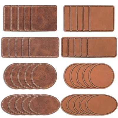 AEAOCVO 40 PCS Leather Patches for Hats, Blank Leather Hat Patches with Adhesive, Las...