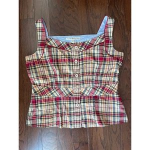 Tommy Hilfiger Crop Top Damen Größe L rot/gelb kariert ärmellos Sommer - Bild 1 von 7