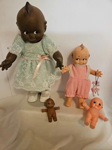 Vtg Lot - Cameo Kewpie Dolls 16" & 11" Vinyl + two mini Kewpie dolls - Picture 1 of 16