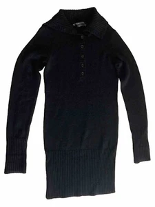 BCBG Maxazria Black Lambswool 1/2 Button Up Tunic Length Sweater - Picture 1 of 7