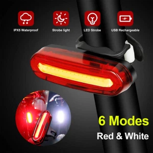 LED Bicycle Tail Light USB Rechargeable Bike Rear Cycling Warning Safety Lamp - Picture 1 of 5