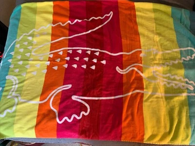 Lacoste Beach Towel Striped Multi Colored 68” X  37” Alligator - Image 1 of 4