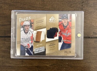 Alex Ovechkin Sergei Fedorov 2008-09 SPGU Authentic Fabrics Duos Patch GOLD /25 - Image 1 of 2