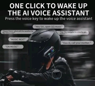 Casque de moto sans fil Bluetooth 5.3, kit de téléphone d'appel mains libres. - Photo 1/4