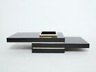 J.C. Mahey Black Lacquer And Brass Bar Coffee Table 1970S
