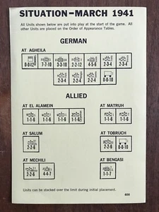 Brettspielteile, Afrika-Korps, Lagekarte, Avalon Hill, 1964 - Bild 1 von 2