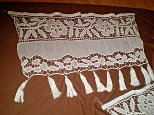 Dos impresionantes cortinas antiguas de encaje de filete vintage - Imagen 1 de 8