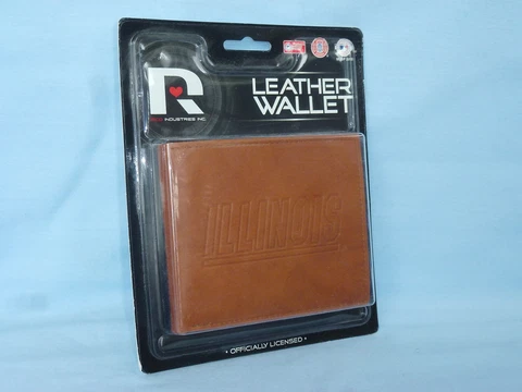 ILLINOIS FIGHTING ILLINI    Leather BiFold Wallet    NIP    brown 4 Cover