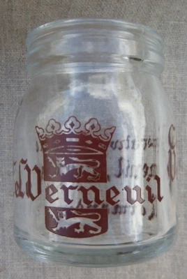 ANCIEN POT DE YAOURT LE VERNEUIL - COOPÉRATIVE LAITIÈRE NORMANDIE - EN VERRE - Photo 1/4
