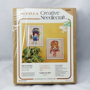 Vintage BUCILLA Needlecraft Kit NEW IN BOX - Flower Children #8379 Stitchery set - Picture 1 of 5