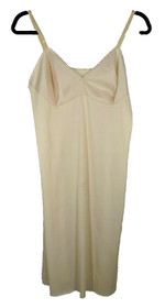 Vintage Slip Vanity Fair Lingerie Undergarment Beige Nude Sheer Full 36 Vtg